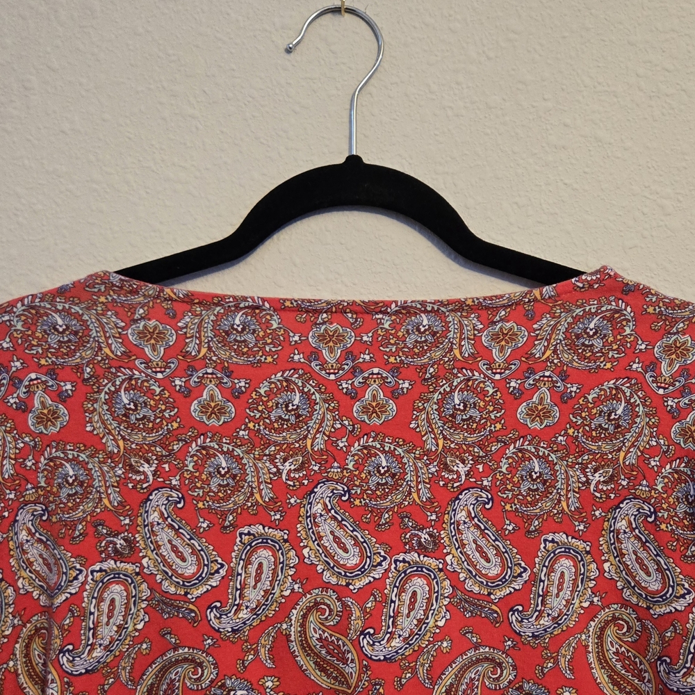 Talbots Large Womens Red and Pink Paisley Top - Picture 5 of 6